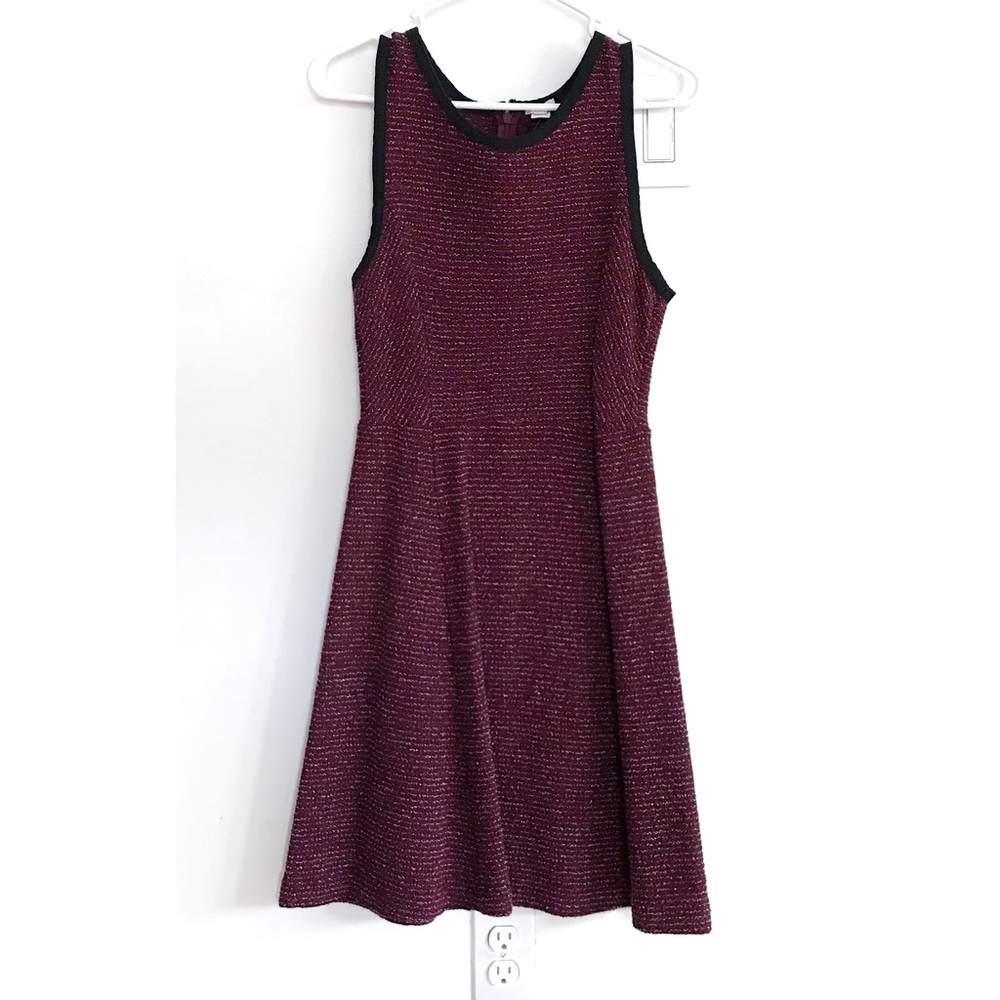 J. Crew Midi Sleeveless Tweed Fit & Flare Dress in Burgundy Sz 6 NWT